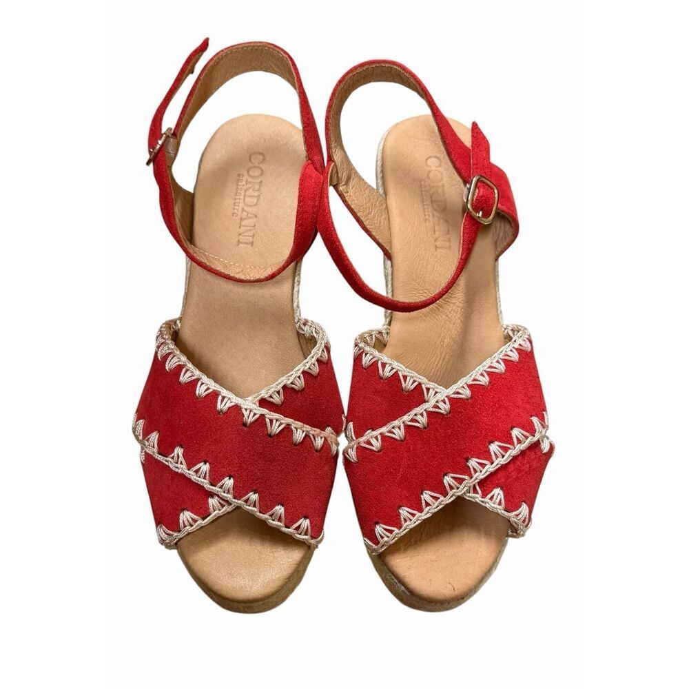 Cordani Ember Ankle Strap Espadrille Platform Wedge Sandal in Size 39/ US 9